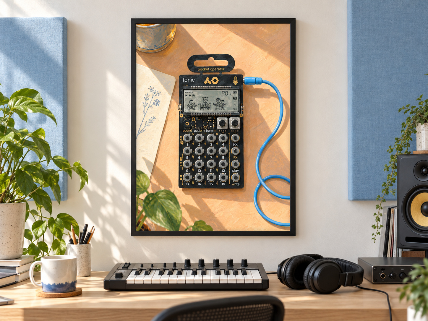 Teenage Engineering PO-32 tonic Wall Art Print, Colourful Drum Machine Poster, A3 Digital Download — presentación de la lámina