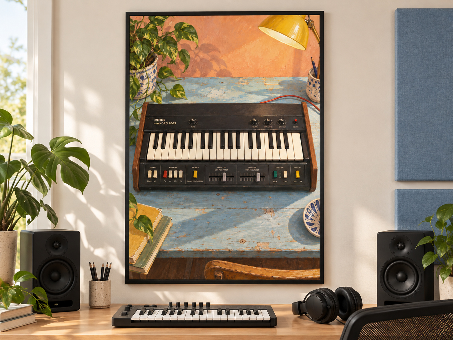 Korg miniKORG 700S Wall Art Print, Colourful Synthesizer Poster, A2 Digital Download — presentación de la lámina