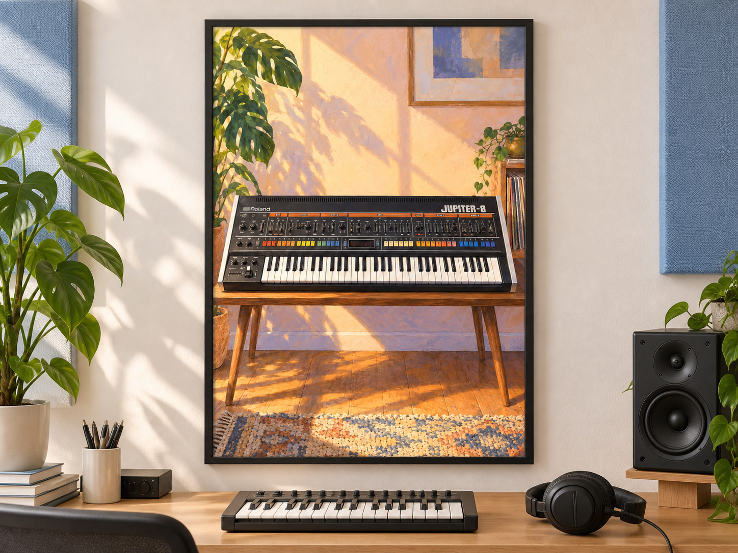 Roland JUPITER-8 Wall Art Print, Colourful Synthesizer Poster, A2 Digital Download — presentación de la lámina