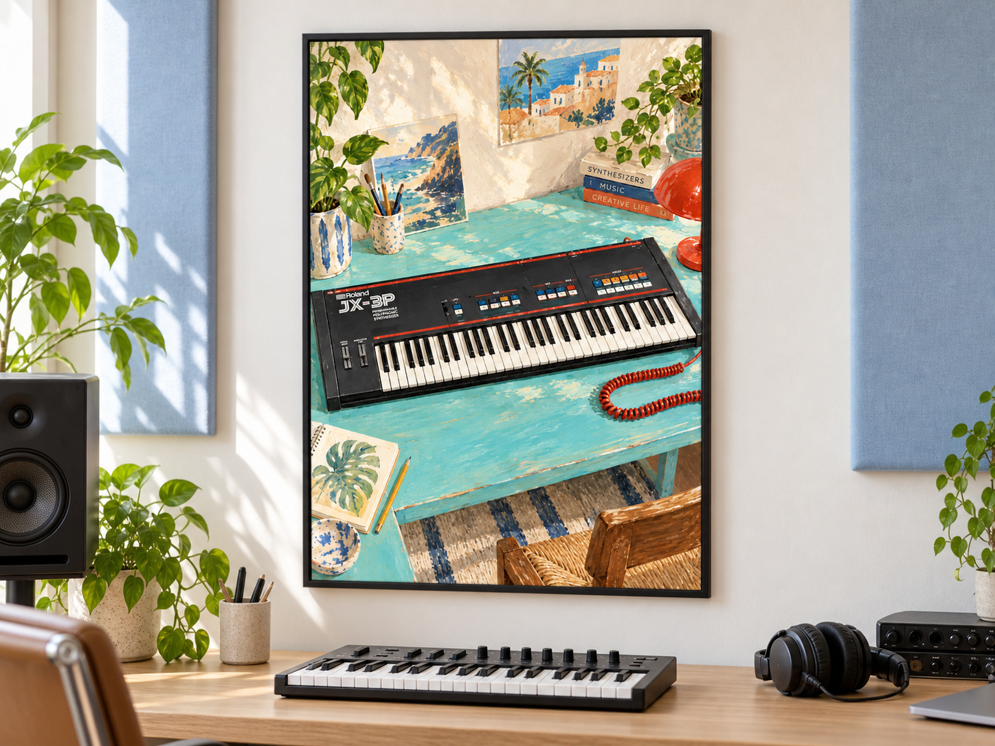 Roland JX-3P Wall Art Print, Colourful Synthesizer Poster, A2 Digital Download — presentación de la lámina