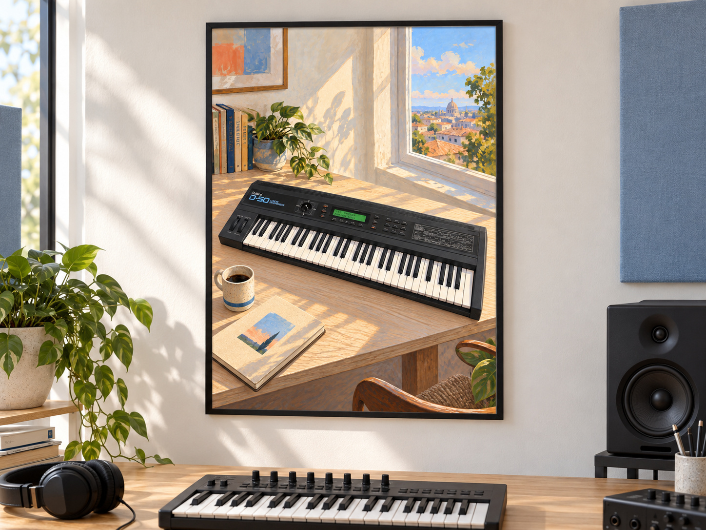 Roland D-50 Wall Art Print, Colourful Synthesizer Poster, A2 Digital Download — presentación de la lámina