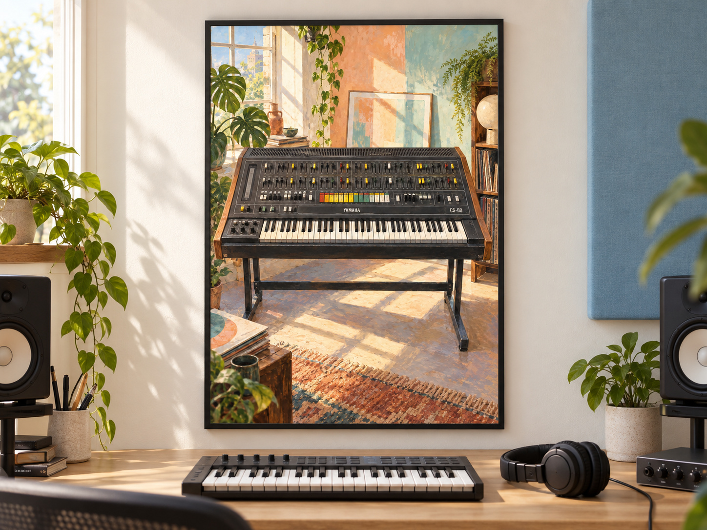 Yamaha CS-80 Wall Art Print, Colourful Synthesizer Poster, A2 Digital Download — presentación de la lámina