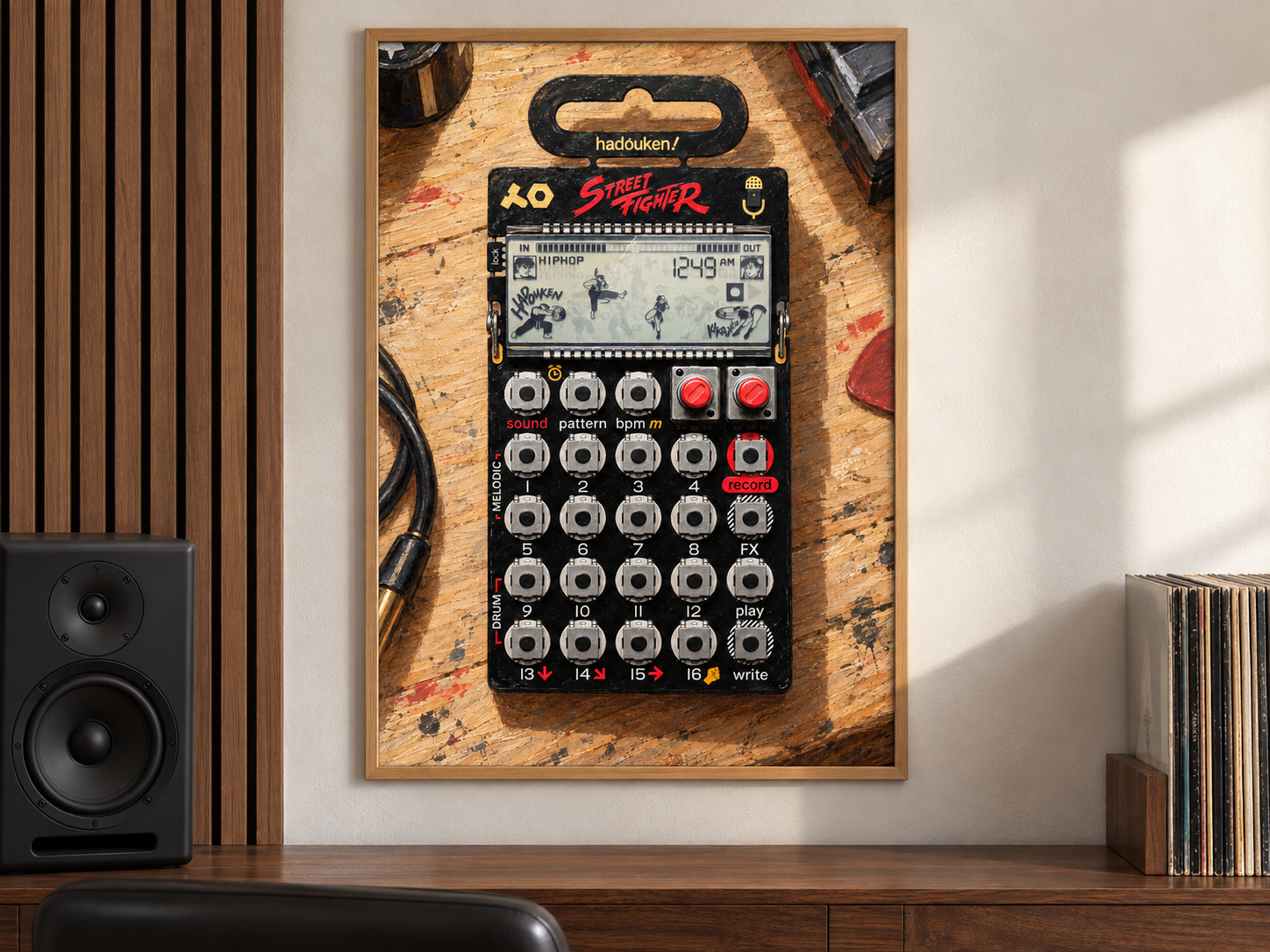 PO-133 Street Fighter Pocket Operator Wall Art, Wooden Music Studio Poster, A2 Printable Download — ambiente 2