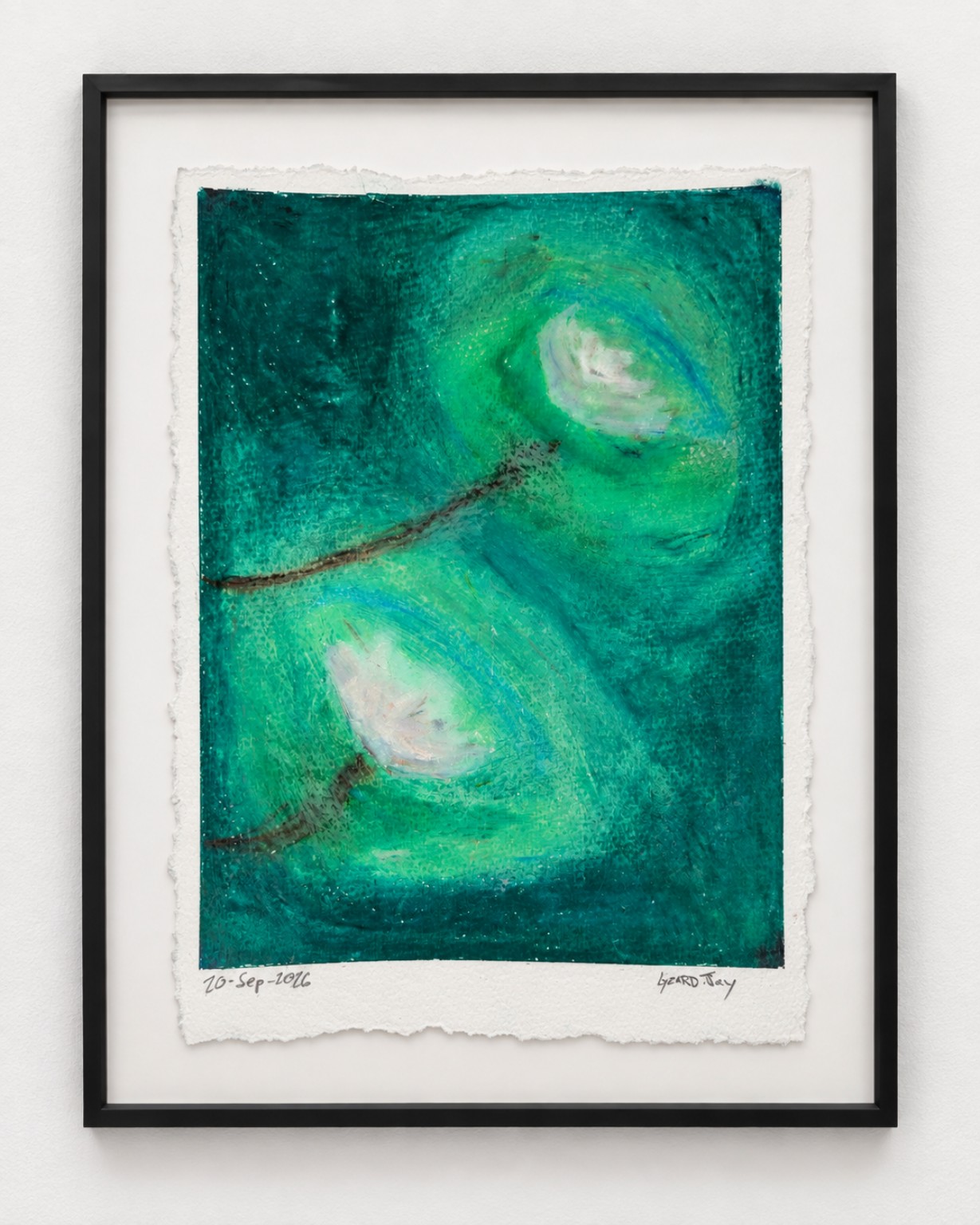 Flor Esmeralda / Emerald Bloom — A4, pastel de óleo, tinta y acrílico sobre papel texturizado